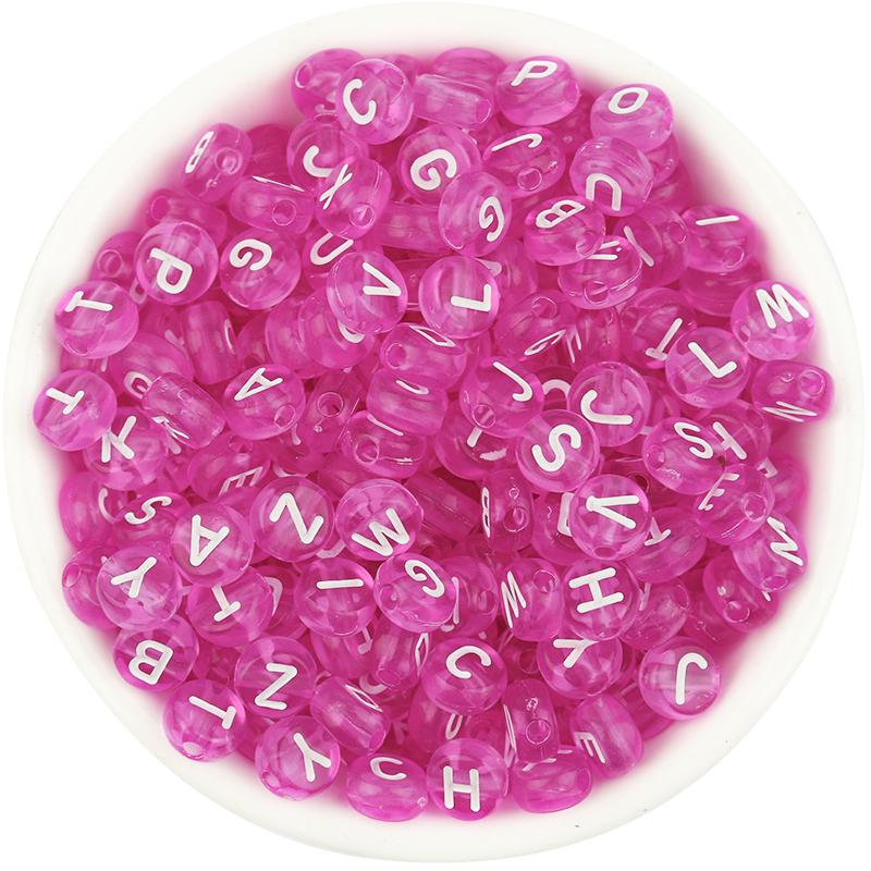 100pcs/Lot 7mm Mixed Letter Acrylic Beads Colored Transparent Round Flat Spacer Alphabet  Beads For DIY Craft Bracelet Necklace
