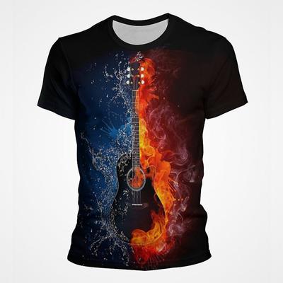 Καλοκαιρινό Μουσικό Hip Hop T-shirt 3D Εκτύπωση Κιθάρα T Shirt Ανδρικό Cool Streetwear Harajuku Κοντομάνικο Μοντέρνα Μπλουζάκια