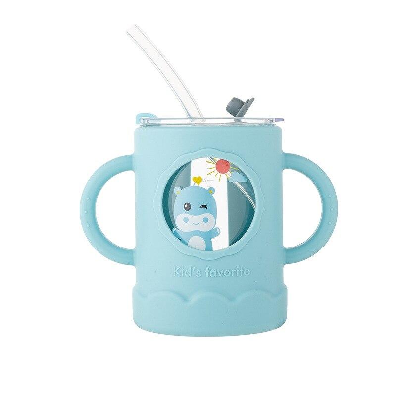 Children's Cartoon Anti-scalding Milk Cup, Drop-resistant, Microwave-heatable Milk Powder, Straw Cup, Glass Cup