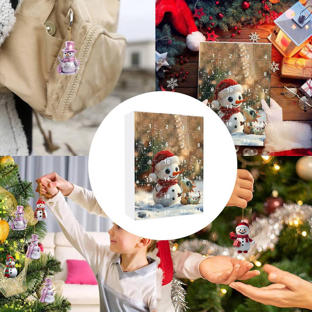 Christmas Countdown Blind Box, Cute Snowman Acrylic Pendant, Christmas Calendar Blind Box