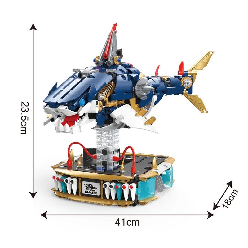 1213pcs Great White Shark Building Blocks JD071 - Creative Desktop Decoration Mechanical Model Kit Bricks Toy for Kids And Adult