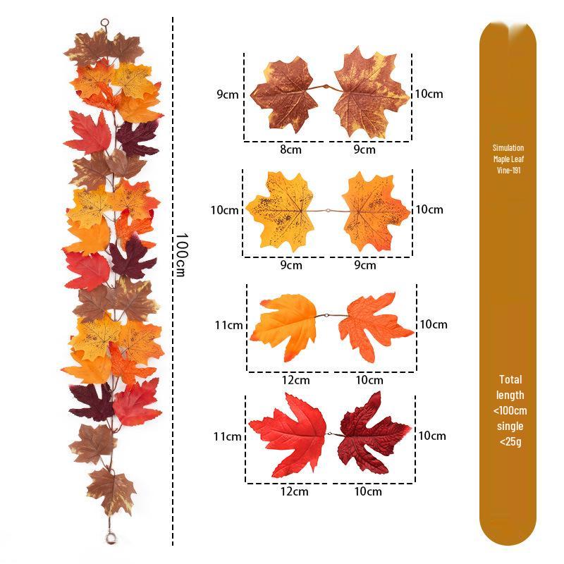 1m Autumn Maple Leaf Rattan Wall Hanging Decoration