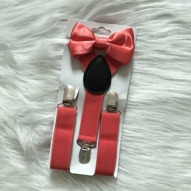 Elegante Set di Bretelle Elastiche e Papillon per Bambini e Bambine in Diversi Colori