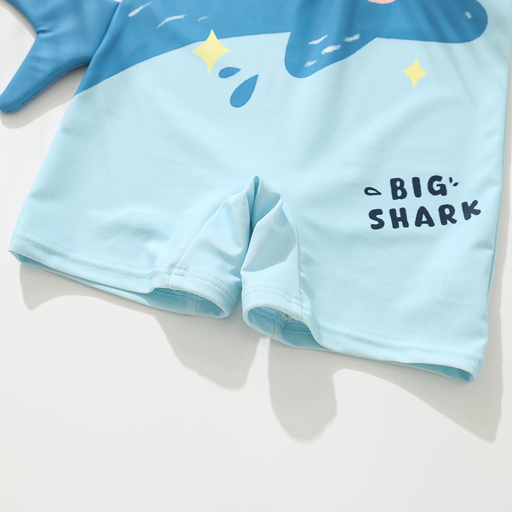 2026 New Boys' Korean Style Cartoon One-Piece Boxer Swimsuit, Ages 1-5, Quick-Drying, Cute Design