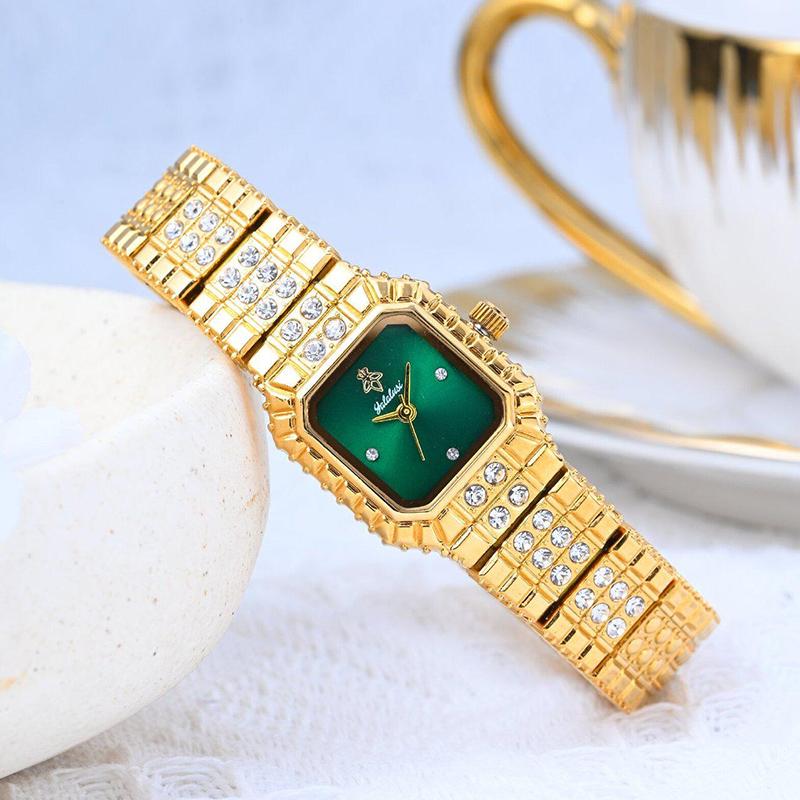 Women Dress Bracelet Watches Clock Relógio Fashion Rhinestone Square Small Dial Steel Band Ladies Watch Elegant