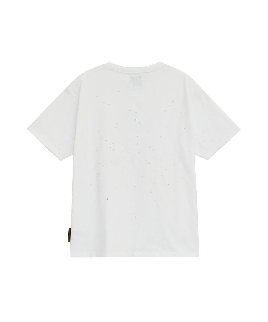 Depeugameoncheu Grunge Text Damaged T-Shirts [White]