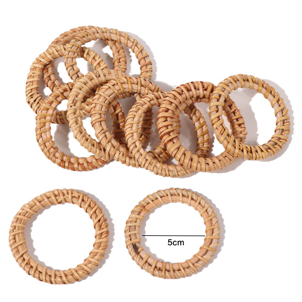12Pcs Rustic Table Napkin Buckle Hand-woven Napkin Holder Bohemian Rattan Napkin Ring  Party Decor