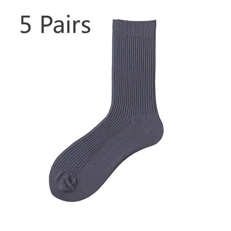 

5 пар мужских весенне-осенних новых модных цветных впитывающих пот хлопковых носков-труб 5 Pairs серый