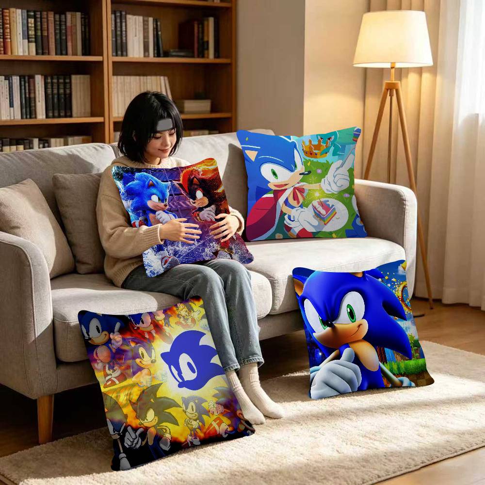 S-Sonic the Hedgehog Personalized Pillow Dust Cover Bedroom Kids Party Decoration Pillowcase Birthday Children Gift