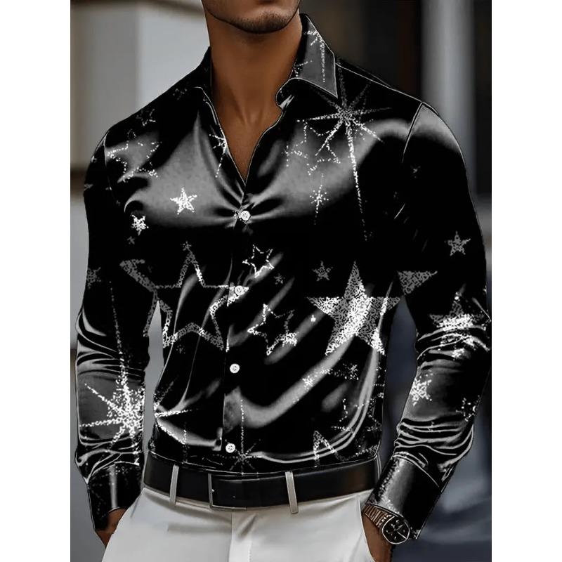 Men's Shirt 3D Vintage Chain Print Polyester Fabric Outdoor Street Long Sleeve Button Clothing Fashion Street Style Design