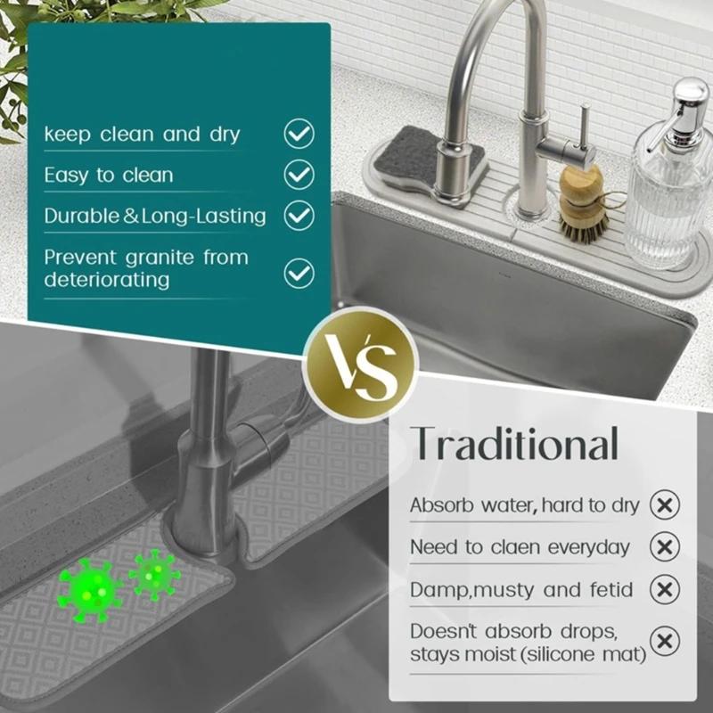 Faucet Mats for Kitchen Sink Diatomite Fast Drying Sink Tray, Super Absorbent, Faucet Splashing Guard for Bathroom Counter