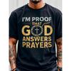 Men's T-Shirt "I Am the Proof of God's Response To Prayer" with Golden Crown Cross & Lettering - Ultra-Soft Breathable Fabric - Crew Neck Short Sleeve