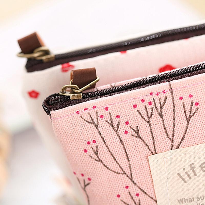Women Small Mini Wallet Pouch Coin Purse Key Card Holder Zipper Hand Canvas Bag