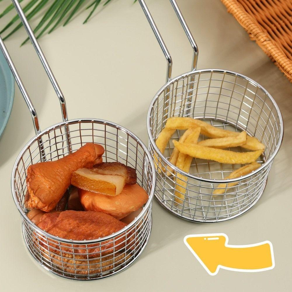 Reusable French Fry Basket Stainless Steel Frying Basket Portable Strainers  Kitchen Frying Tools