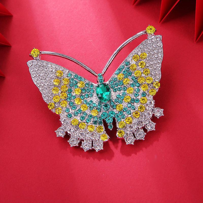 Fashion Exquisite Rhinestone Butterfly Brooches For Women Clothing Coat Jewelry Accessories Gift 1pc