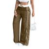 Women's Fashion Color Blocked High Waist Straight Leg Wide Leg Pants Pocket Casual Pants