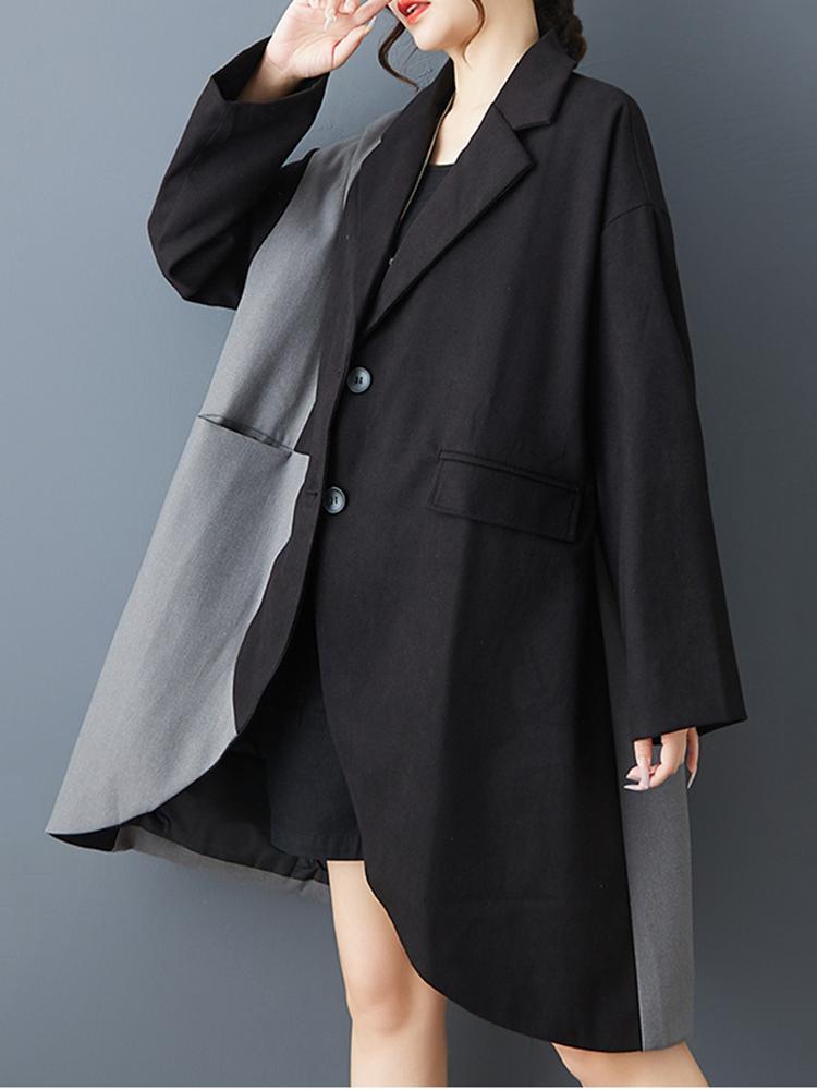XITAO Female Patchwork A-line Loose Coat GJ1247