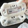 Kawaii Fluffy Plush Large Capacity Pen Case Cat Shape Pencil Bag With Visual Window Creative Cute Pencil Pouch For Office School