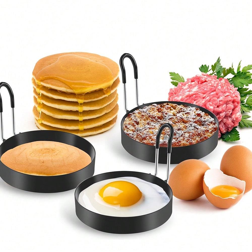 Egg Rings Stainless Steel Egg Molds for Frying Round Egg Cooker Ring for Griddle Breakfast Cooking Fried Egg Rings Nonstick Mold