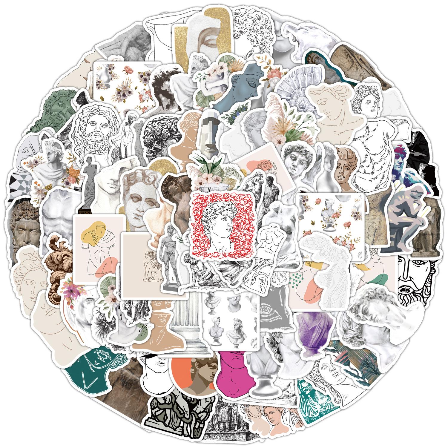 

100 Art Sculptures, Graffiti Suitcase, Water Cup, Computer Decoration Stickers, Waterproof Creative Notebook Handbook Stickers