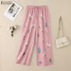 ZANZEA Women Casual Elastic Waist Loose Floral Print Pants