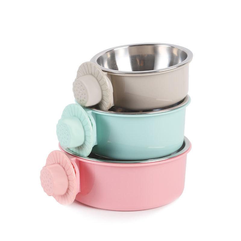 Stainless Steel Hanging Dog Bowl For Cage Non Spill Pet Food Water Bowl With Locking Clip For Cats And Dogs