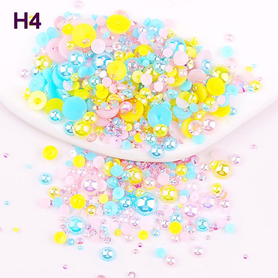 2mm-10mm Mixed Pearl & Resin AB Plated Half-Round ABS Imitation Pearl DIY Accessories
