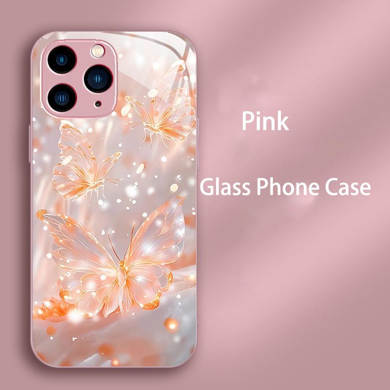 Tempered Glass Phone Case For iPhone 14 13 12 11 15 Pro Max Plus Mini X XS Max XR 7 8 6 6s Plus Hard PC Shockproof Back Bumper