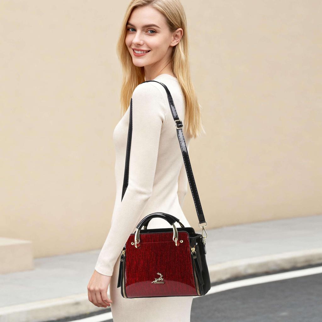 2026 New European and American Style Patent Leather Handbag Women's Fashionable Versatile Crossbody Bag