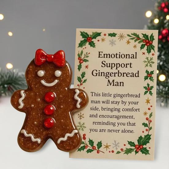 Emotional Support Gingerbread Men Acrylic Gingerbread Pocket Hugs with Positive Card Long Distance Keepsake Encouragement Gift for Her Him