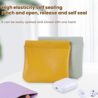 Snap Closure Pouch Faux Leather Mini Cosmetic Bag Waterproof Self-Closing Organizer Pouch for Coin Jewelry Cards Lipstick Keys