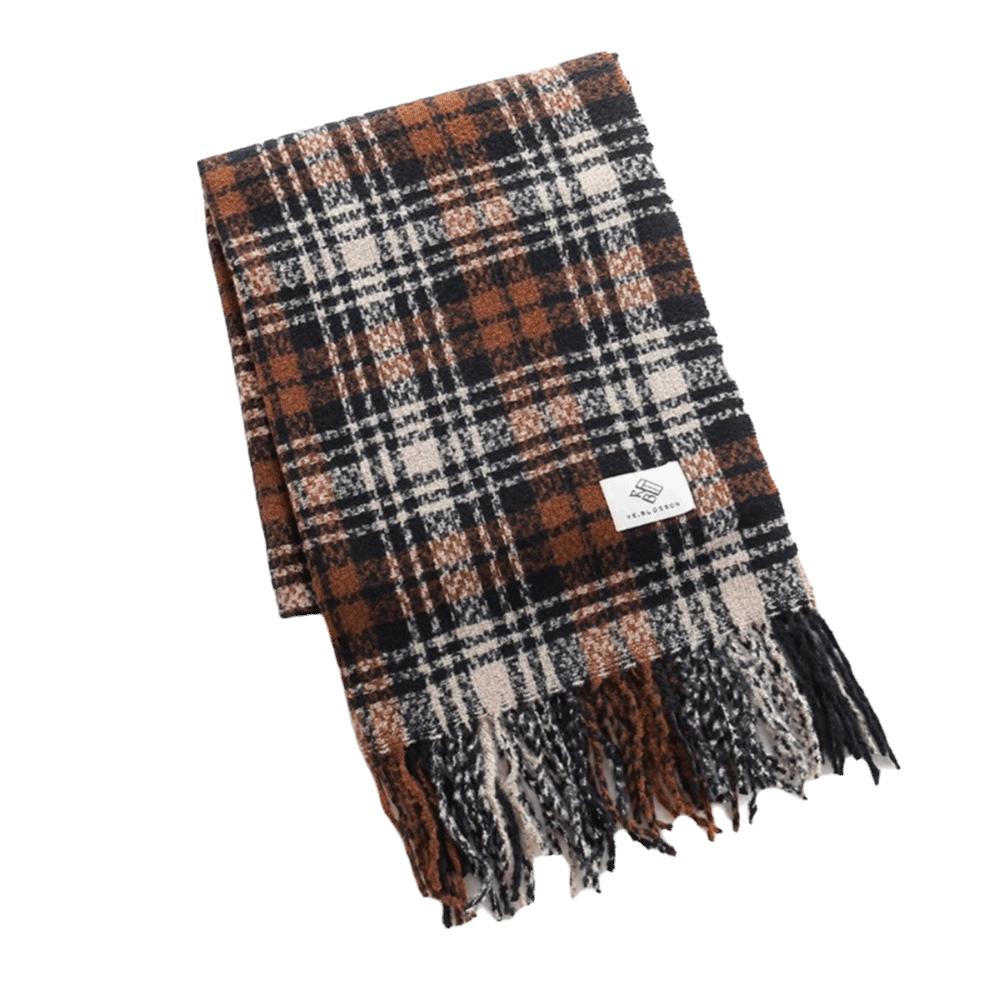 Windproof Winter Scarf Thickened Neck Warmer Fashion Plaid Scarf for Women
