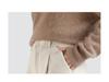 Women's Spring Style High-Waisted Oatmeal Wool Wide-Leg Fleece-Lined Pants