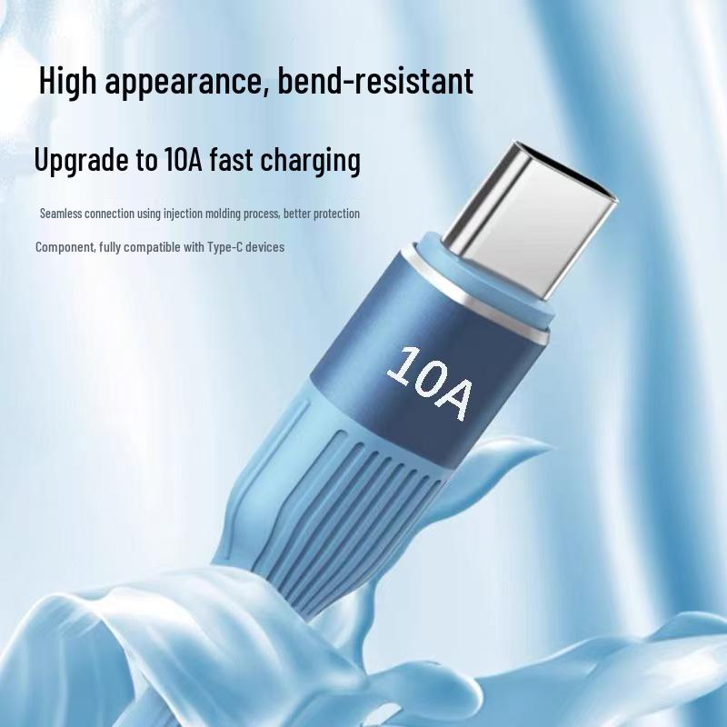 Silicone 120W Super Fast Charge Type-C Cable, 10A Compatible with Huawei, Honor, Oppo Phones.