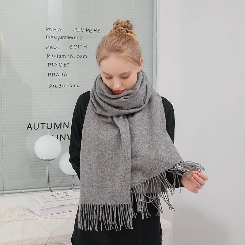 Scarf for Women Autumn and Winter Warm Thickened Wool Imitation Cashmere Scarf Winter All Match Men's Shawl Solid Color Scarf