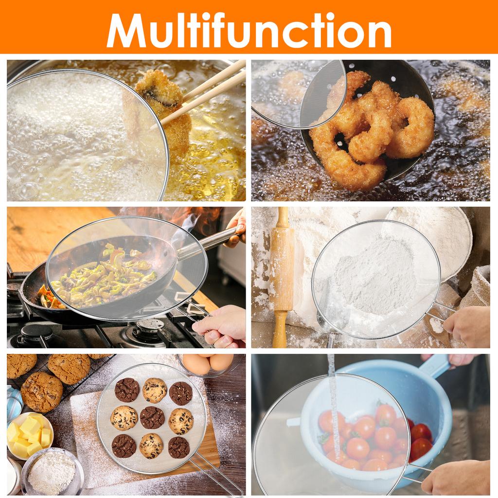 3Pcs Stainless Steel Anti Splatter Guard Oil Net Grease Splatter Screen Pan Mesh Guard Screen Splash Cover for Frying Pan Cooker