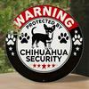 Vintage Chihuahua Security Metal Wall Decor Aluminum 20x20cm Funny Novelty Home Sign
