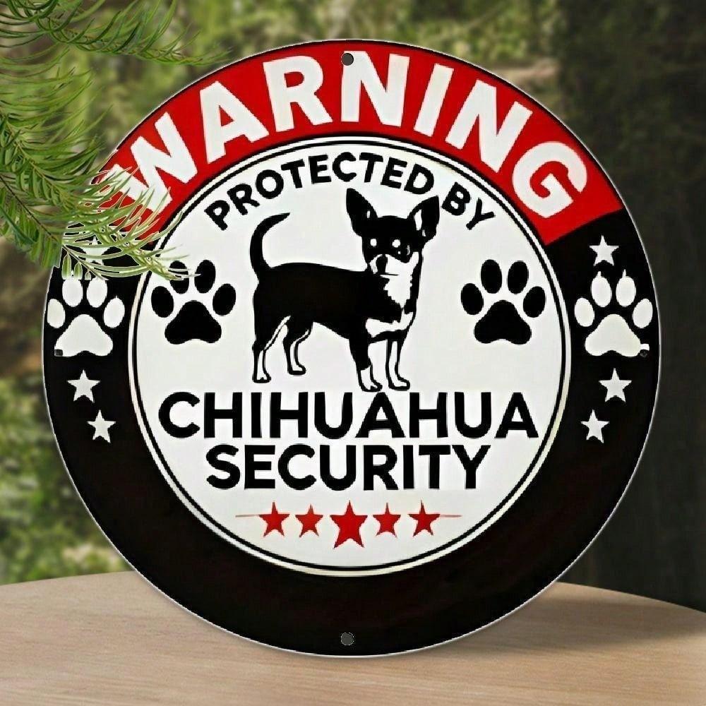 

Vintage Chihuahua Security Metal Wall Decor Aluminum 20x20cm Funny Novelty Home Sign