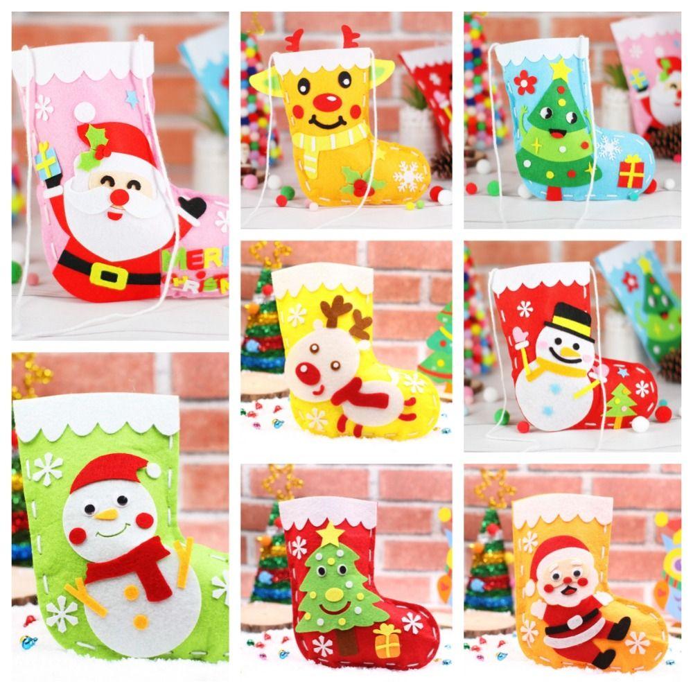 Snowman DIY Christmas Stocking House Decoracion Portable Elk Xmas Bag Hangable Christmas Sock Xmas