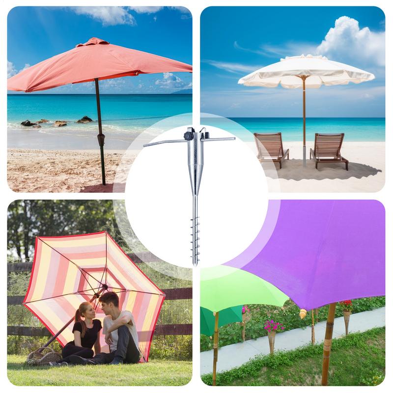 Outdoor Umbrella Base Metal Beach Umbrella Holder In Ground Parasol Mount Heavy Duty For Outdoor Picnic Backyard Beach Lawn