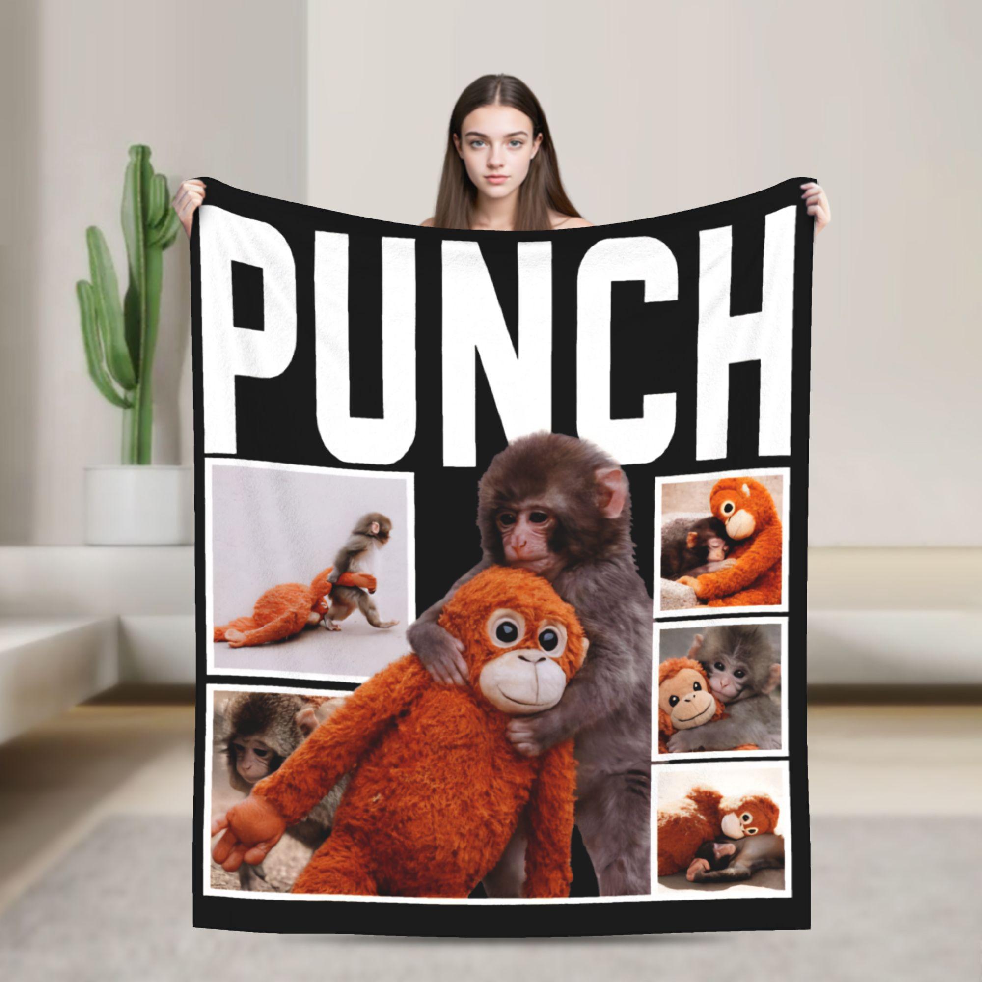 Punch the Monkey My Emotional Support Animal Blankets Flannel Spring/Autumn Breathable Soft Throw Blankets for Sofa Car Quilt 130x150cm