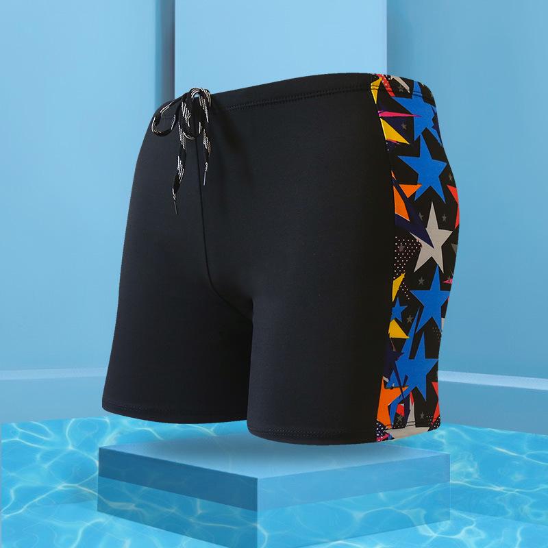 Men's Plus Size Milk Silk Flat Leg Swim Trunks - Fashion Print for Resort and Beach Wear