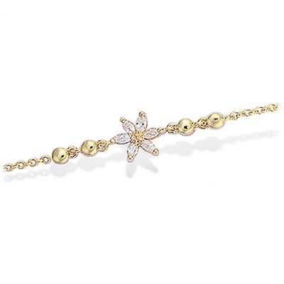 [L1301] - Gold Plated Bracelet 'Flora' White Gold - 7 Mm