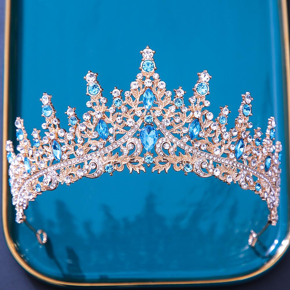 DIEZI Baroque Bridal Crown Headwear Crystal Hair Dress Accessories Tiara For Women Wedding Rhinestone Crown Hair Jewelry