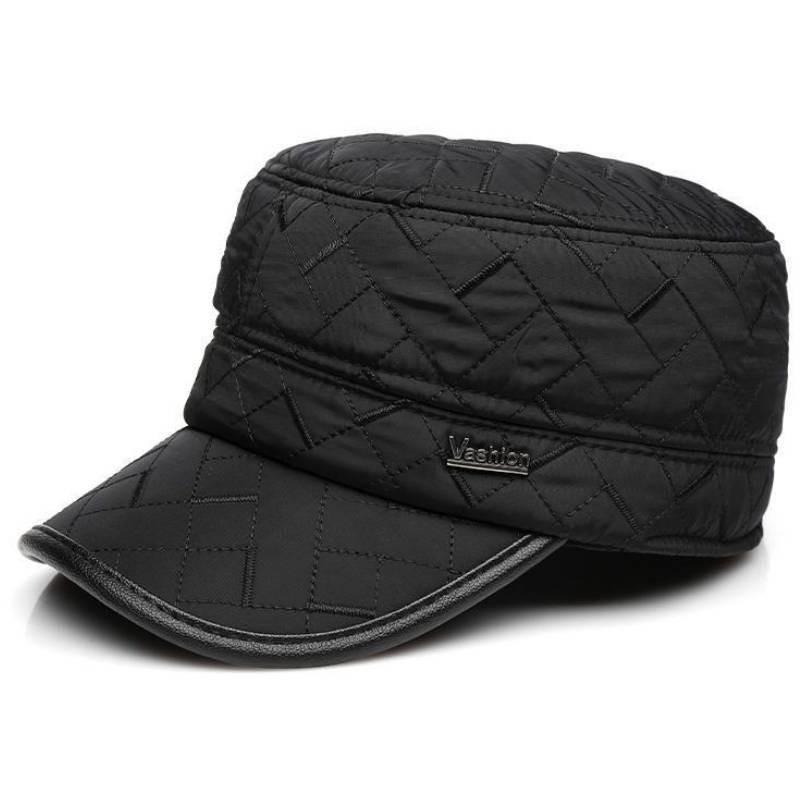 Vashion Letter Peaked Cap Flat Top Hat Outdoor Sports Thickened Ear Protection