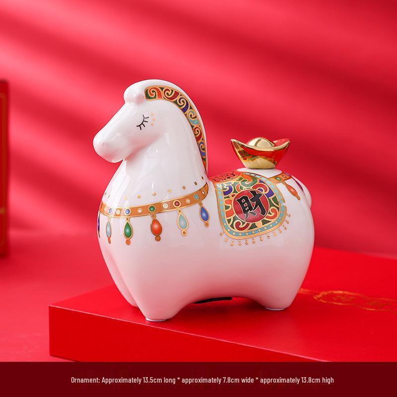 Instant Wealth Ceramic Zodiac Horse Money Box - Office & Home Gift