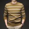 Men's Striped Knitwear: 2025 Autumn/Winter Collection - Stretchy, Thick, Versatile, Casual Round Neck Base Layer