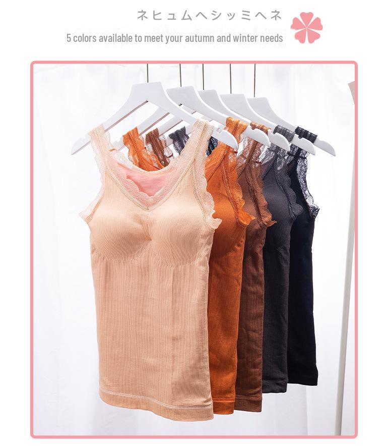 Damski gruby termiczny podkoszulek na ramiączkach z koronki - Rozmiar plus, wzór Misia Wróżki