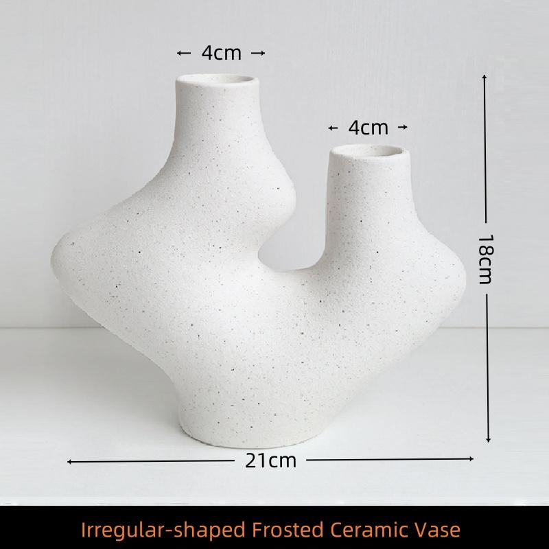 Lrregular-shaped Frosted Ceramic Vase, Artistic Decorative Soft Furnishing Ornaments for Living Room TV Cabinet Home Decor Vases