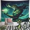 Loki Casting Green Magic Orb with Horned Helmet Dark Fantasy Wall Tapestry Decor for Man Cave Bedroom Gift